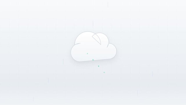 Abstract minimalist cloud symbol with subtle particles and shadow on a light background, representing weather and digital concepts
