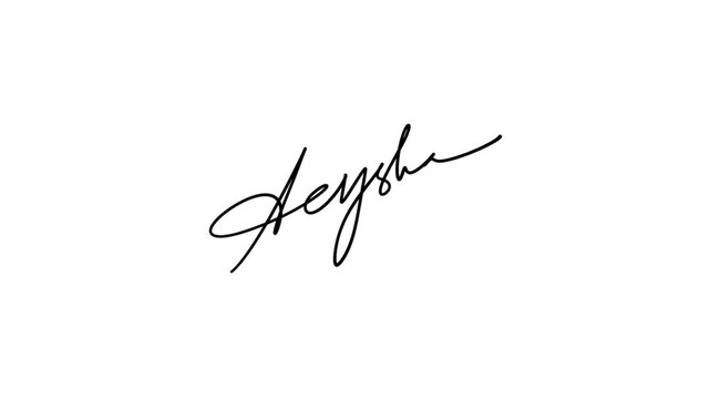 Aeysha fake sample handwritten signature in elegant calligraphy script on white background