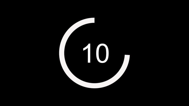 Number 10 Circular Progress Loading Animation on Black Background