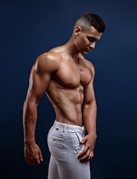 muscular young man with naked torso