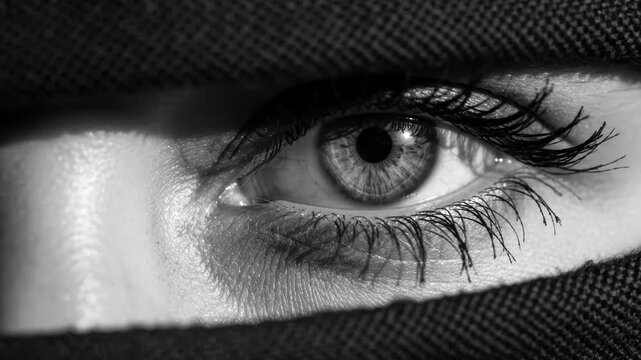 Closeup of a womans eye wearing a niqab