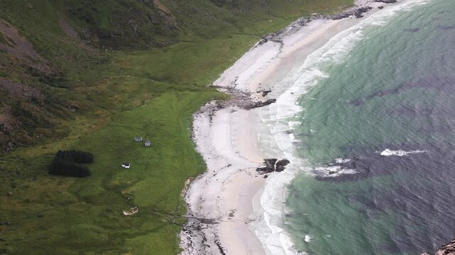 Top view of a large beach in northern Norway