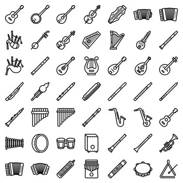 Assorted Musical Instruments Collection Icons Set