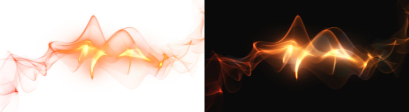 PNG image of Abstract glowing fire waves with vibrant orange gradient energy flowing in dynamic motion patterns isolated on transparent background