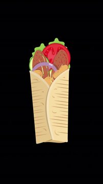 Shawarma Wrap Floating Animation Loop on Alpha Channel