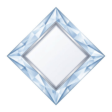 Elegant diamond shaped frame with a faceted crystal border on a white background.