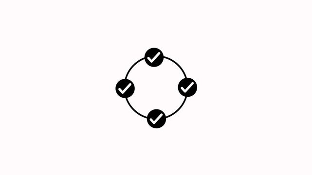 Minimalist sequential checklist and task progress tracking concept animation on white background. Simple checkmark completion icons appearing for digital project management and task completion concept