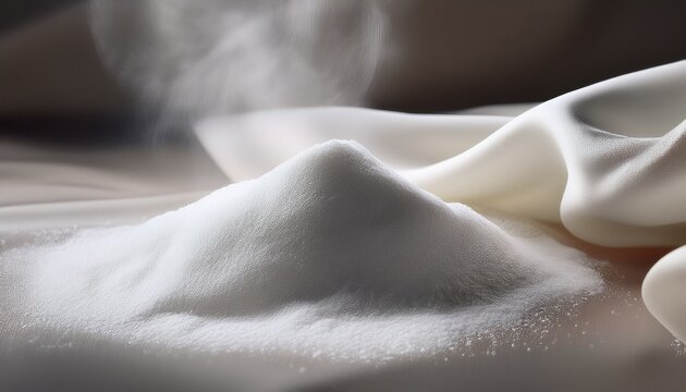 white powder spread on silky fabric close up soft textures elegant mood