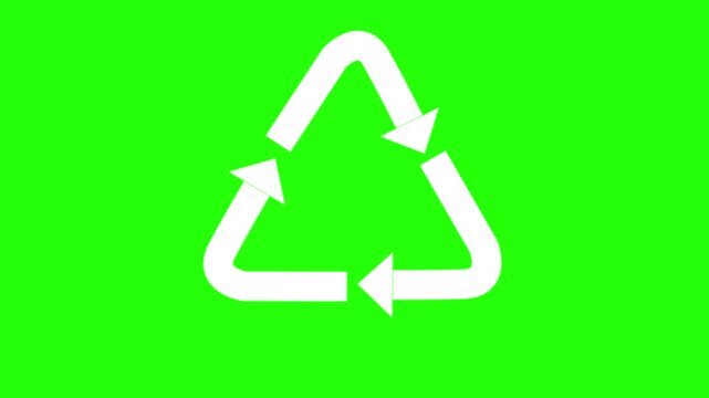4K Plastic Recycling Symbol Animated Loop Green Background.