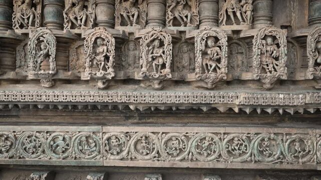 Hoysaleswara Temple is a 12th-century Hindu temple built during the Hoysala Empire in Halebidu, Karnataka, India. It is renowned for its exceptionally detailed soapstone carvings