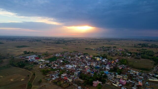 Aerial drone footage of Mandar Parvat in Banka, Bihar, showcasing the sacred hill, lush green landscape, surrounding countryside and historic pilgrimage site linked to Samudra Manthan.
