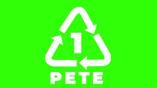 1 PETE Plastic Recycling Symbol Animated Loop Green Background