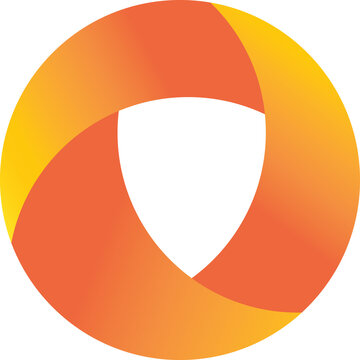 Orange Gradient Circular Swirl Logo with Geometric Design Isolated on White Background