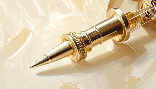 Elegant gold fountain pen nib close up detail.