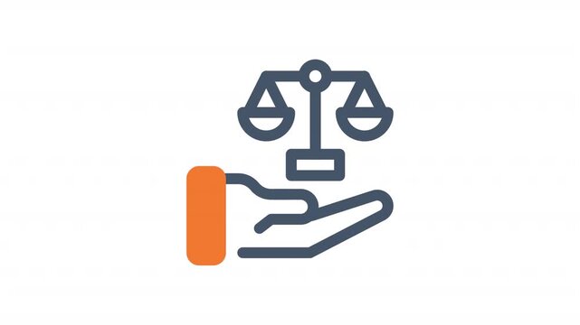 Hand holding justice scales icon legal consultation