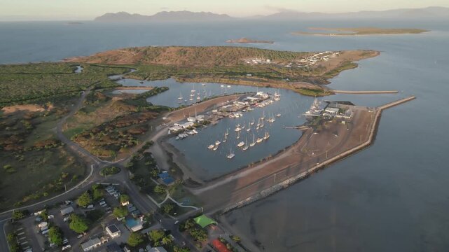 Aerial view of the marina in Bowen, Queensland, Australia.