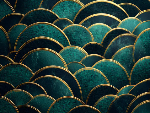 Sophisticated scale pattern background with sleek curved lines mysterious mood and premium teal palette