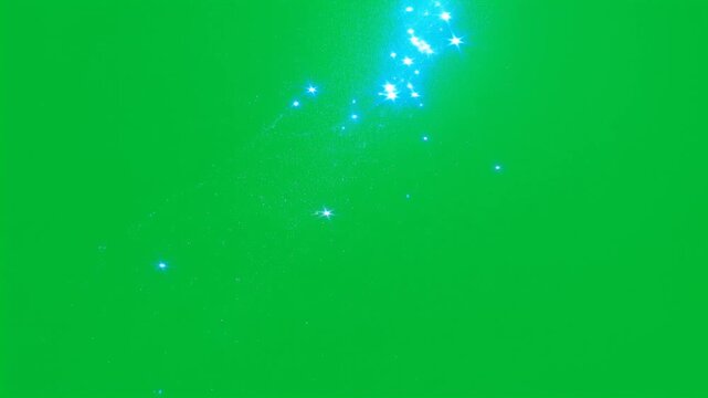 Dynamic blue light streaks floating on green screen background HD video for video editing