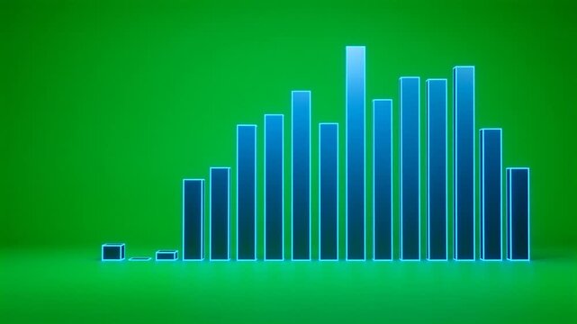 Abstract digital bar chart graph growth animation HD video for video editing