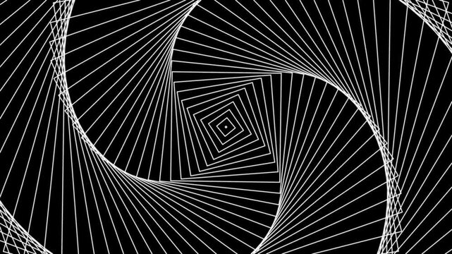 Optical illusion pattern animation displays white square outlines. Illusion pattern abstract distortion graphic creates waves. Pattern animation backdrop loops nicely.