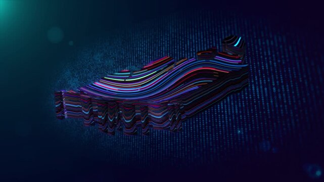 Modern motion graphic of a glowing Singapore map revealing colorful extruded wavy lines across a futuristic particle grid with cinematic lighting and advanced technology aesthetics.