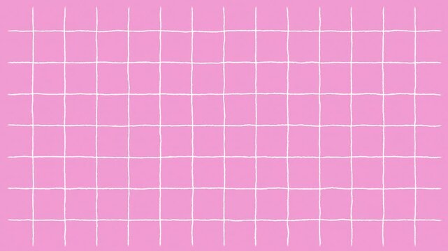 Pink retro grid pattern background with lines, squares, hand drawn effect looping animation.