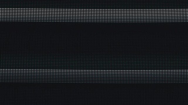 Glowing white light dots moving in patterns across dark background in smooth digital motion video footage