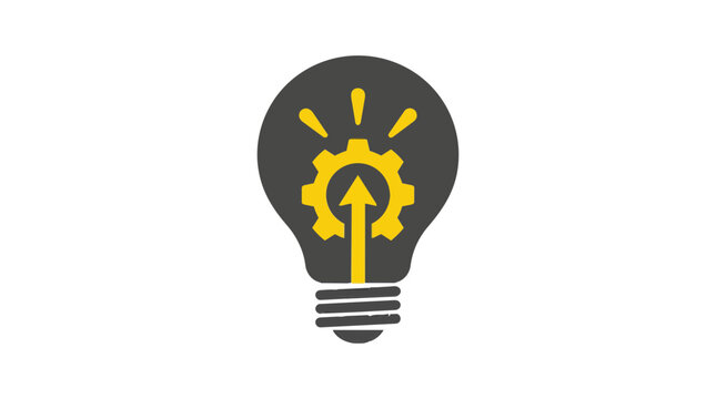 Lightbulb containing a gear symbol signifies the spark of innovation and mechanical creativity in technical problem solving.