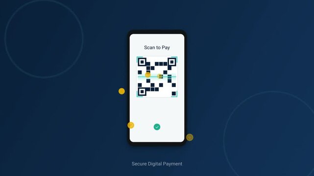 Smartphone QR Code Scan Animation with Contactless Mobile Payment Flat Vector Motion Graphics