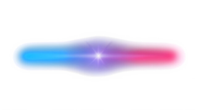 Abstract blue and red glowing light flare effect isolated on transparent background