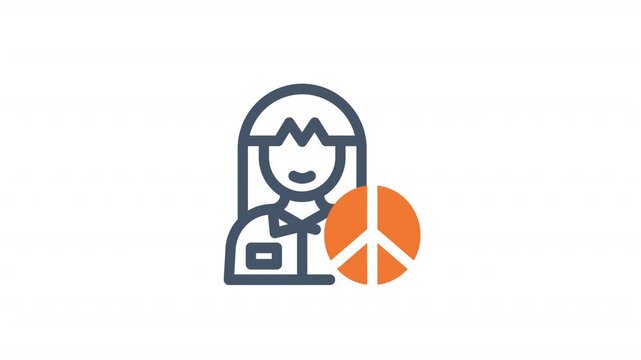 Presenting woman with peace sign icon social activism awareness