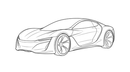 Naklejka premium Futuristic Sports Car Sketch
