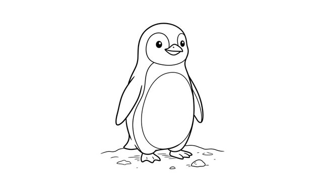 Cute penguin cartoon illustration for coloring