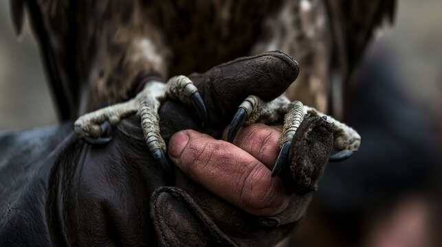 Eagle Talons Gripping Falconer Leather Glove Close Up