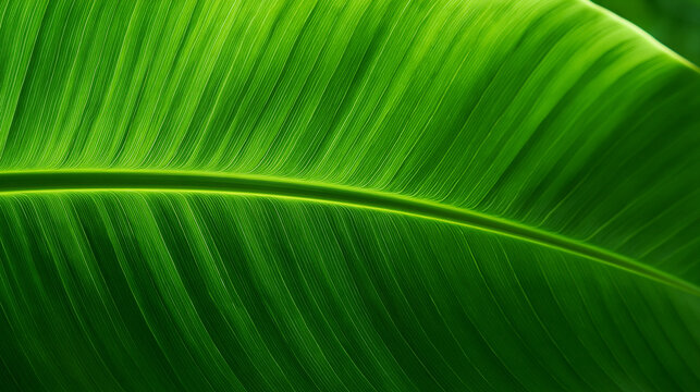 Close Up Green Leaf Texture with Natural Vein Pattern