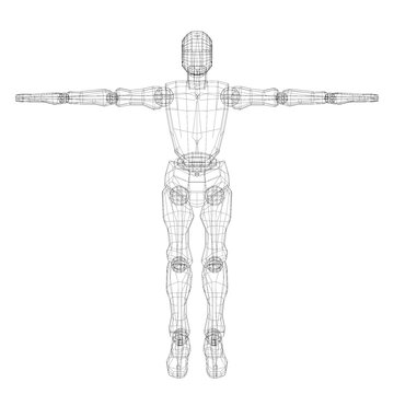 3D illustration of humanoid prototype
