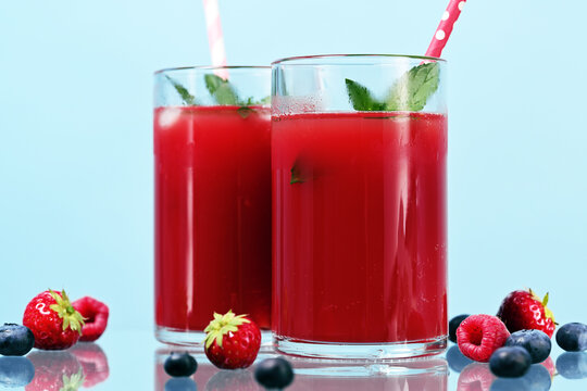 Two glasses with berry cocktail