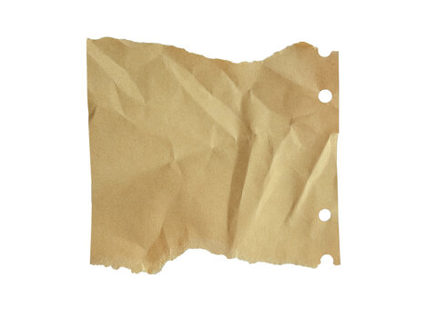 Crumpled Kraft Paper Note Isolated On White Background Design