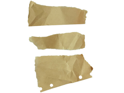 Torn Kraft Paper Set Isolated On White Background Collection