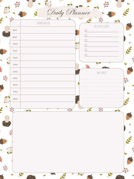 CUTE Autumn Daily Planner Printable Template with Floral Fall Design PNG