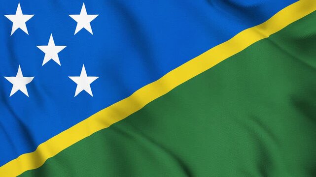 Solomon Islands National Flag Waving in Wind with Realistic Fabric Texture, Seamless Loop Animation 4K