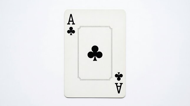 Ace of Clubs playing card isolated on a white background for casino and poker game design