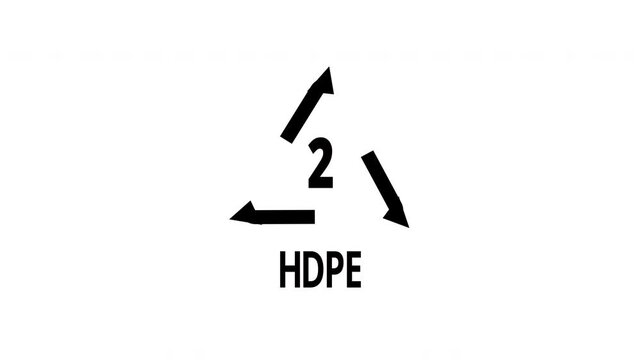 Animated hdpe high density polyethylene recycle icon with rotating arrows for plastic waste management presentation and sustainability video editing.
