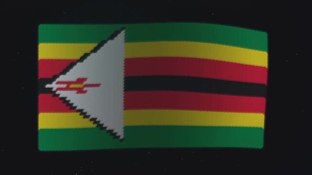 Zimbabwe flag waving gently in deep dark space digital animation footage for patriotic video backgrounds