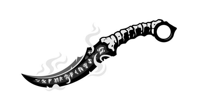 Mystic kerambit vector with magical runes