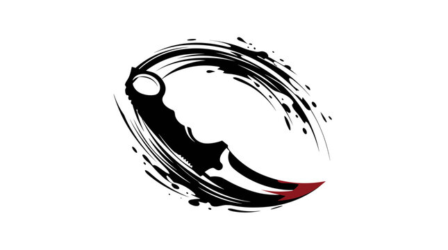 Dynamic circular slash of a kerambit vector silhouette