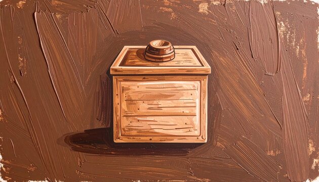 Vintage Wooden Box with Metal Clasp on Textured Background.