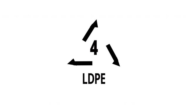 Animated resin code ldpe symbol with rotating arrows for industrial plastic waste sorting and environmental awareness video editing.
