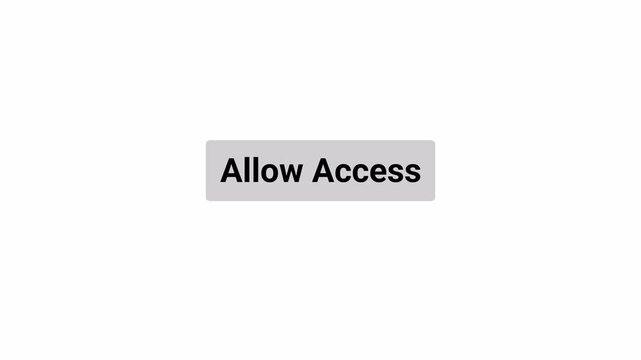 Allow Access Button Click Animation with Hand Pointer and Mouse Cursor Interaction on Transparent Background, Permission Request UI, 4K Motion Graphics