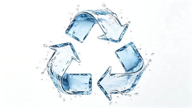 Water Recycle Symbol with Splash on White Background for Eco